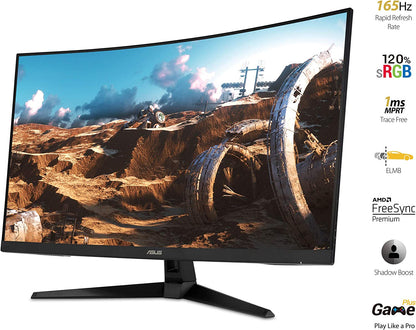 TUF Gaming VG328H1B 32” Curved Monitor, 1080P Full HD, 165Hz (Supports 144Hz), Extreme Low Motion Blur, Adaptive-Sync, Freesync Premium, 1Ms, Eye Care, HDMI D-Sub